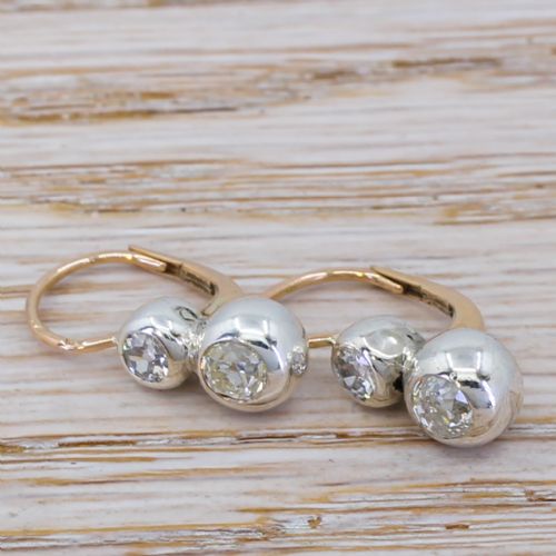fig 2. Victorian 0.80 Carat Old Cut Diamond Earrings, circa 1900