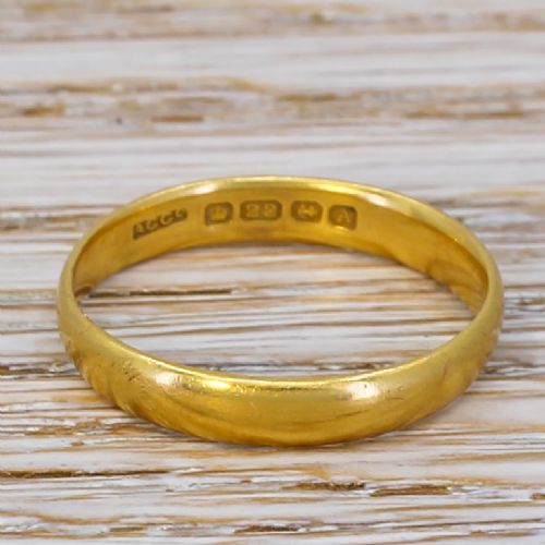 Art Deco 22k Yellow Gold Wedding Band, Dated 1925