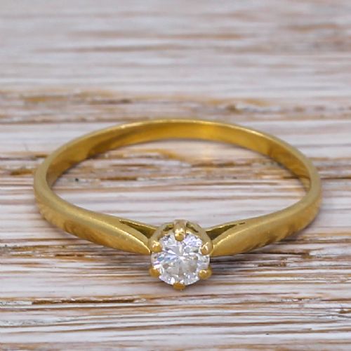 fig 1. Mid Century 0.20 Carat Transitional Cut Diamond Engagement Ring, circa 1960