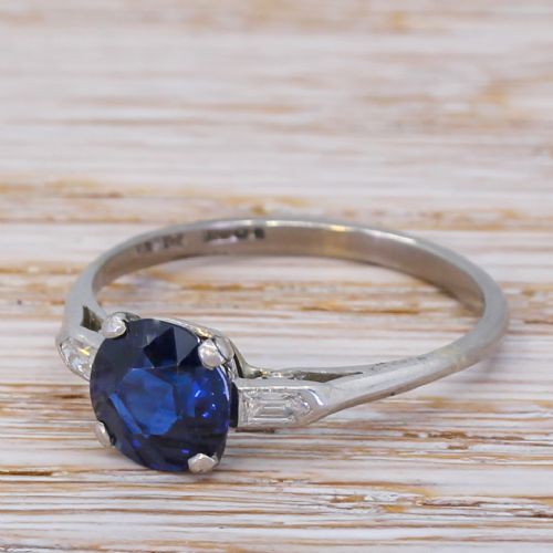Art Deco 2.01 Carat Natural Sapphire Solitaire Ring, Circa 1920