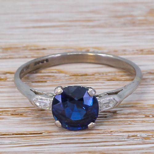 fig 1. Art Deco 2.01 Carat Natural Sapphire Solitaire Ring, circa 1920