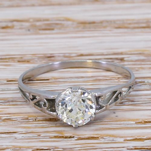 fig 1. Art Deco 0.74 Carat Old Cut Diamond Engagement Ring, circa 1920