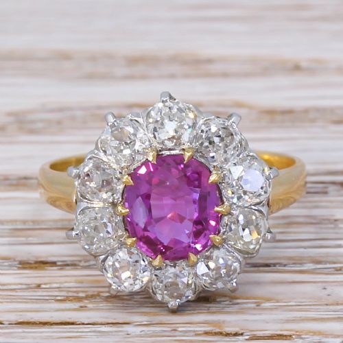 fig 1. Art Deco 1.80 Carat Pink Sapphire & 2.00 Carat Old Cut Diamond Ring, circa 1925