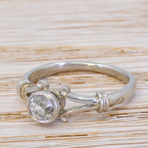 Edwardian 0.55 Carat Old Cut Diamond Engagement Ring, Circa 1910