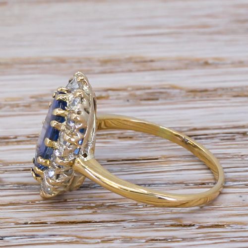 fig 2. Mid Century 5.27 Carat Sapphire & Old Cut Diamond Ring, circa 1955