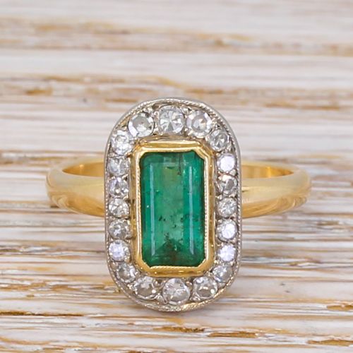 fig 1. Late 20th Century 1.20 Carat Emerald Cut Emerald & Diamond Ring