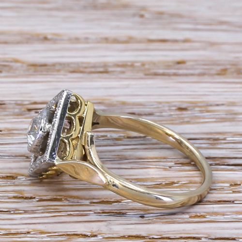 fig 2. Retro 0.65 Carat Old Cut Diamond Cluster Ring, circa 1945