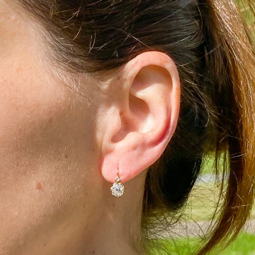 fig 1. Mid Century 1.53 Carat Old Cut Diamond Earrings, circa 1950