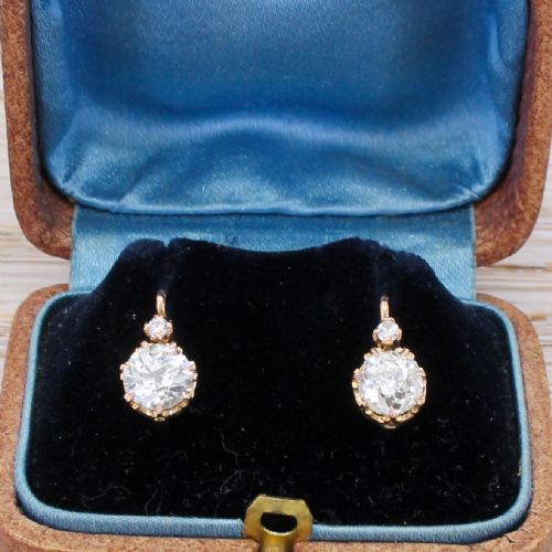 fig 2. Mid Century 1.53 Carat Old Cut Diamond Earrings, circa 1950