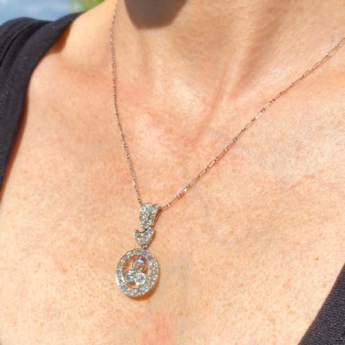 fig 1. Edwardian 0.90 Carat Old Cut & Rose Cut Diamond Pendant, circa 1910