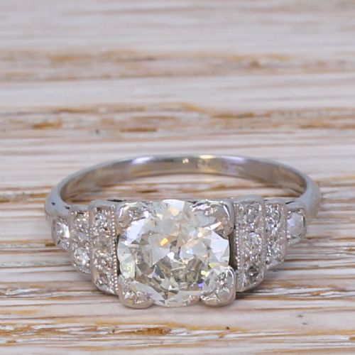 fig 1. Art Deco 1.10 Carat Old Cut Diamond Engagement Ring, circa 1920