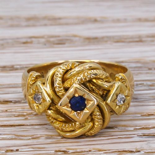 fig 1. Art Deco Sapphire & Diamond Knot Ring, dated 1918