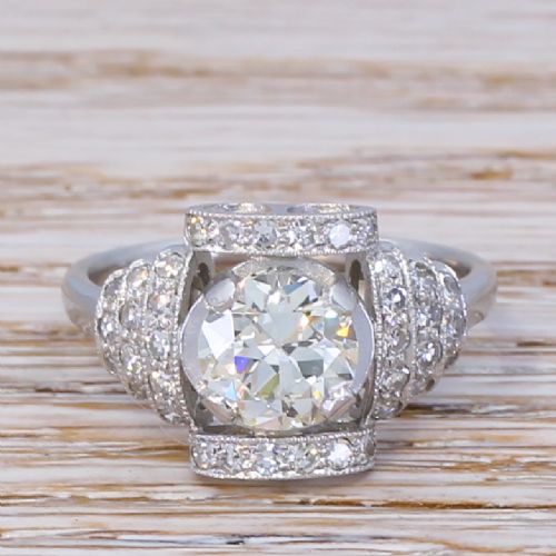 fig 2. Art Deco 1.34 Carat Old European Cut Diamond Ring, circa 1920