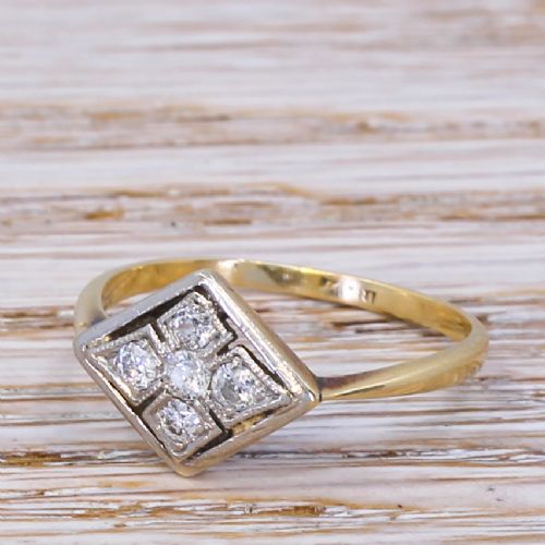 Art Deco 0.25 Carat Old Cut Diamond Cluster Ring, Circa 1935