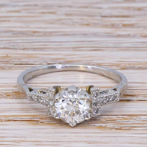 fig 1. Art Deco 0.80 Carat Old Cut Diamond Engagement Ring, circa 1940