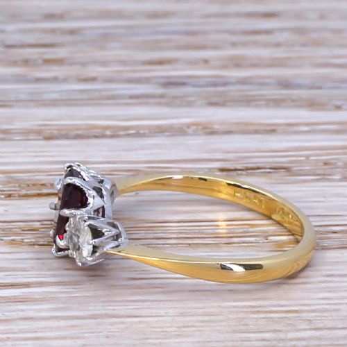 fig 2. Art Deco 1.33 Carat Natural Ruby & Old Cut Diamond Trilogy Ring, circa 1920
