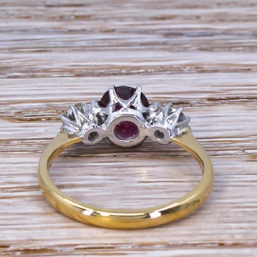 fig 3. Art Deco 1.33 Carat Natural Ruby & Old Cut Diamond Trilogy Ring, circa 1920