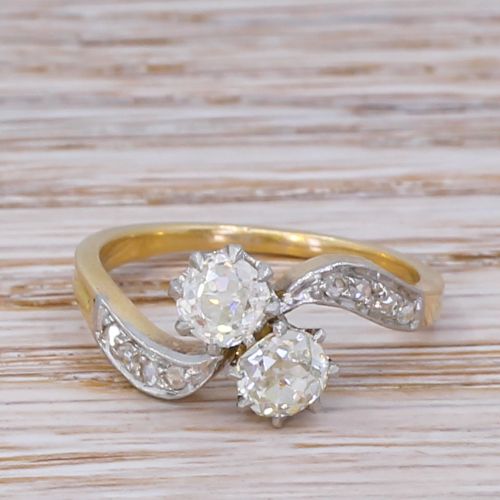 fig 1. Edwardian 0.85 Carat Old Cut Diamond Crossover Ring, circa 1910