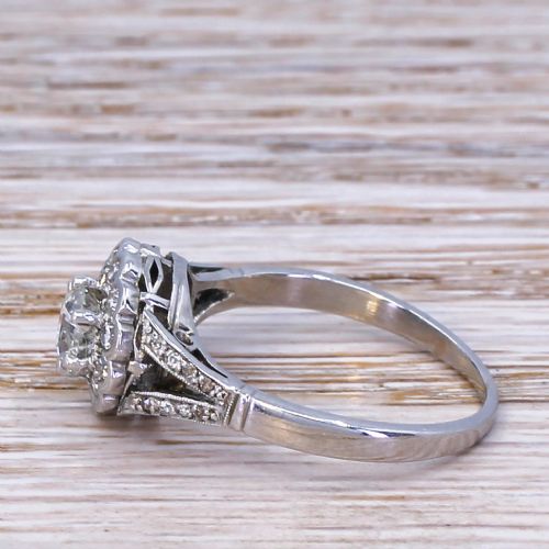 fig 2. Mid Century 1.14 Carat Old Cut Diamond Cluster Ring, circa 1950