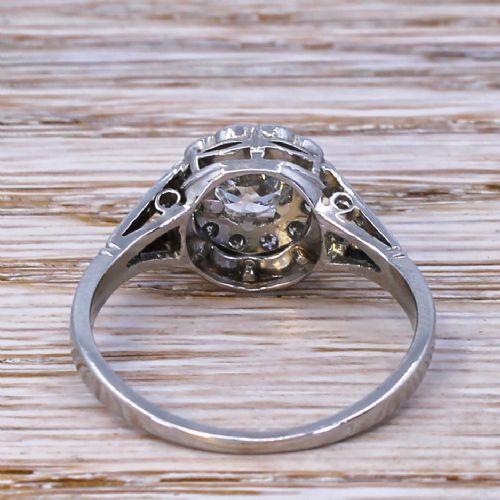 fig 3. Mid Century 1.14 Carat Old Cut Diamond Cluster Ring, circa 1950