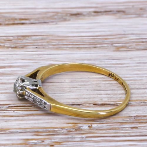 fig 2. Mid Century 0.10 Carat Old Cut Diamond Engagement Ring, circa 1945