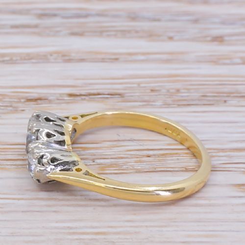 fig 2. Mid Century 0.75 Carat Old Cut Diamond Trilogy Ring, circa 1960