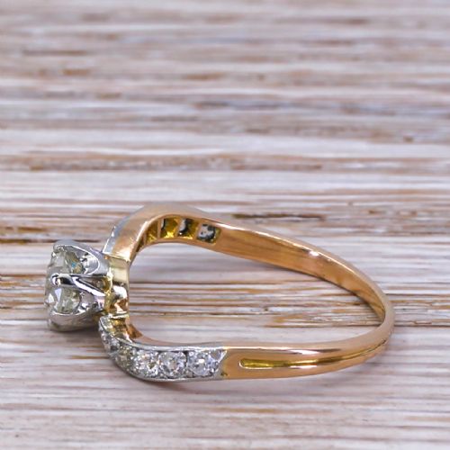 fig 2. Edwardian 0.77 Carat Old Cut Diamond Curved Engagement Ring, circa 1910