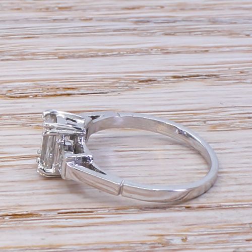 fig 2. Mid Century 1.00 Carat Emerald Cut Diamond Engagement Ring, circa 1950