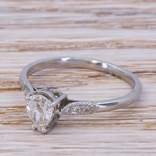 Art Deco 0.50 Carat Old Pear Cut Diamond Engagement Ring, Circa 1925