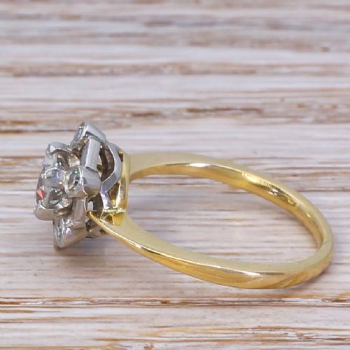 fig 2. Art Deco 1.03 Carat Old Cut Diamond Cluster Ring, circa 1920