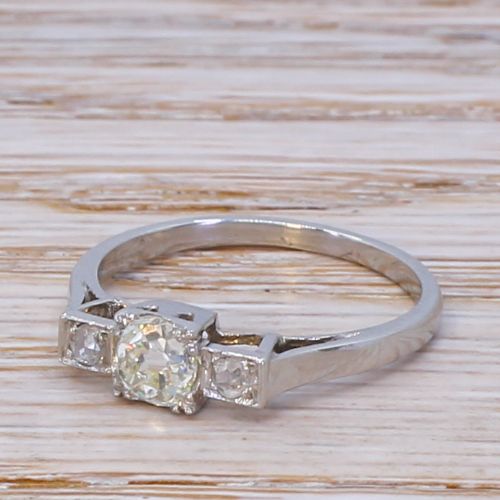Art Deco 0.52 Carat Old Cut Diamond Trilogy Ring, Circa 1930