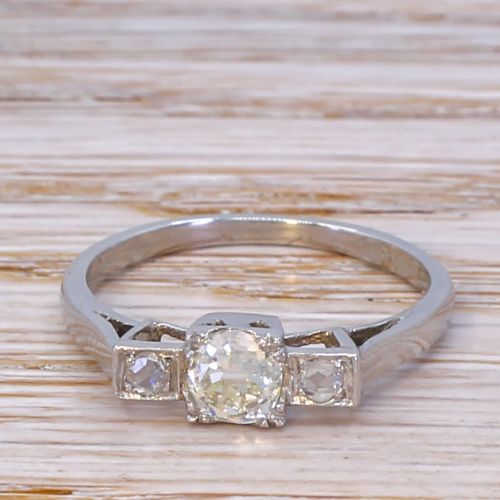 fig 1. Art Deco 0.52 Carat Old Cut Diamond Trilogy Ring, circa 1930