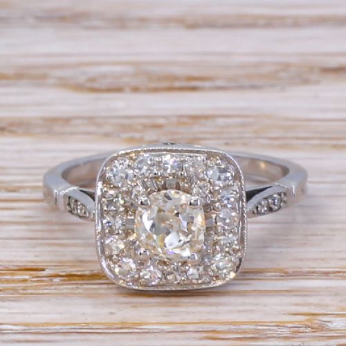fig 1. Mid Century 0.85 Carat Old Cut Diamond Cluster Ring, circa 1965