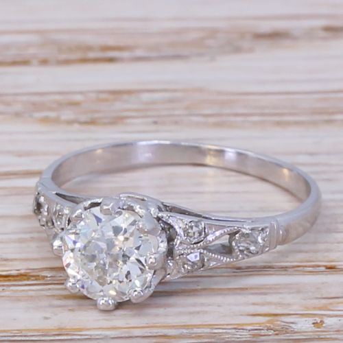 Art Deco 0.80 Carat Old Cut Diamond Engagement Ring, Circa 1940