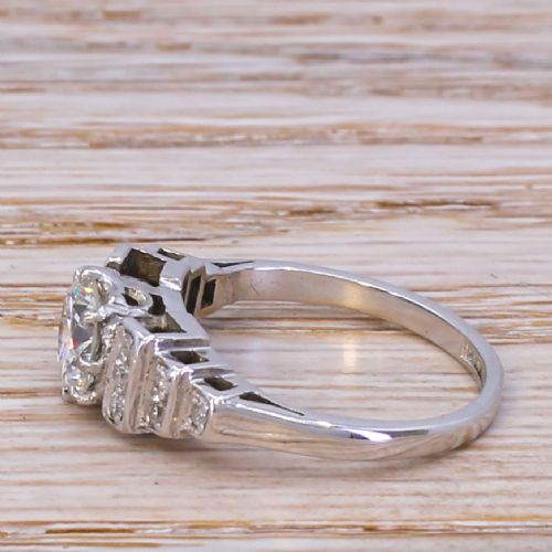 fig 2. Mid Century 1.23 Carat Transitional Cut Diamond Engagement Ring, circa 1950