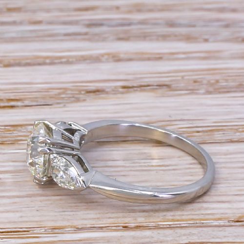 fig 2. Mid Century 2.55 Carat Old Cut & Pear Cut Diamond Ring , circa 1955