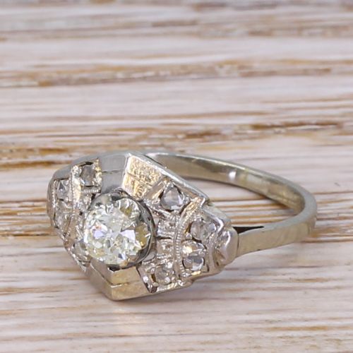 Mid Century 0.35 Carat Old Cut Diamond Ring, Circa 1950