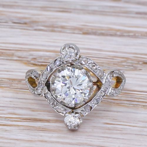 fig 1. Art Deco 0.94 Carat Transitional Cut Diamond Cluster Ring, circa 1940