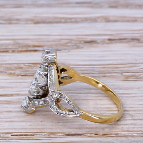 fig 2. Art Deco 0.94 Carat Transitional Cut Diamond Cluster Ring, circa 1940