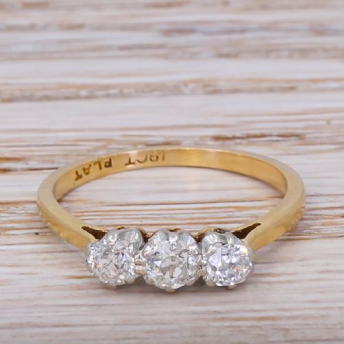 fig 1. Art Deco 0.55 Carat Old Cut Diamond Trilogy Ring, circa 1920