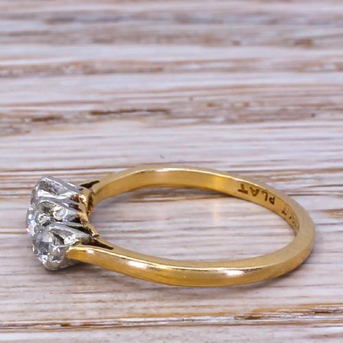 fig 2. Art Deco 0.55 Carat Old Cut Diamond Trilogy Ring, circa 1920