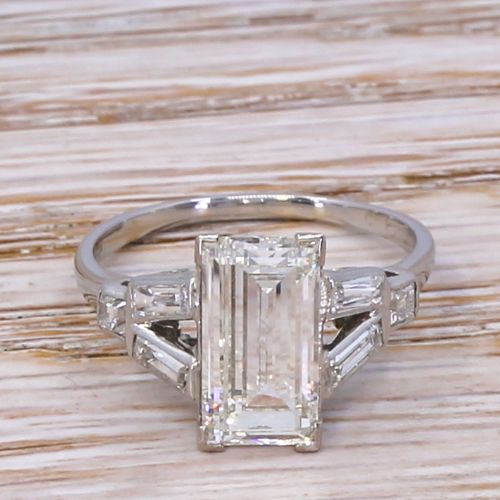 fig 1. Art Deco 2.43 Carat Baguette Cut Diamond Engagement Ring, circa 1925