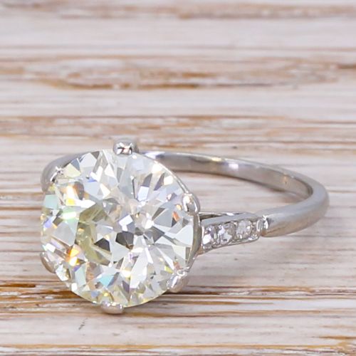 Art Deco 3.56 Carat Old Cut Diamond Engagement Ring, Circa 1920