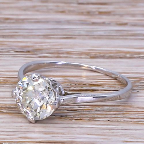 Art Deco 1.41 Carat Old Cut Diamond Engagement Ring, Circa 1940