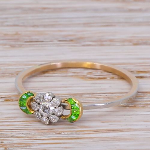 Edwardian Old Cut Diamond & Demantoid Garnet Ring, Circa 1910