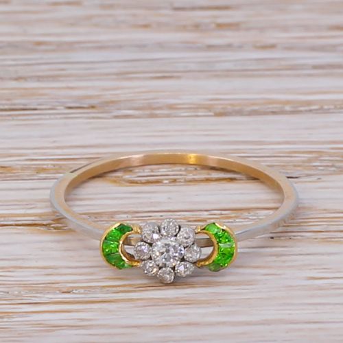 fig 1. Edwardian Old Cut Diamond & Demantoid Garnet Ring, circa 1910
