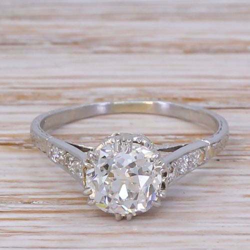 fig 1. Art Deco 1.36 Carat Old Cut Diamond Engagement Ring, circa 1915