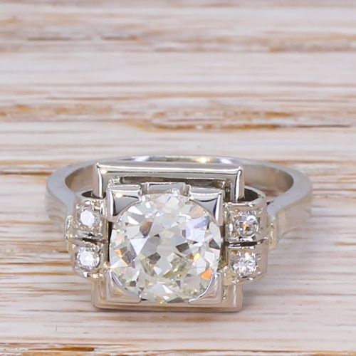 fig 1. Art Deco 1.85 Carat Old Cut Diamond Solitaire Ring, circa 1925