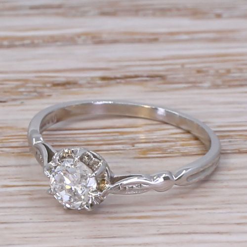 Art Deco 0.58 Carat Old Cut Diamond Engagement Ring, Circa 1920