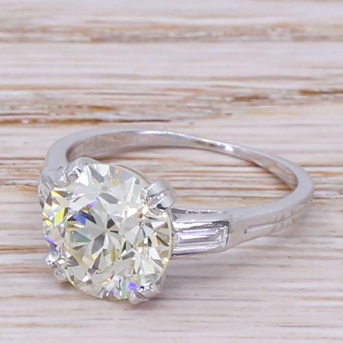 Art Deco 3.92 Carat Old Cut Diamond Engagement Ring, Circa 1930